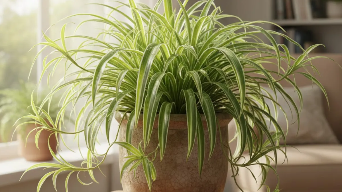 Clorofito cultivado em vaso interno