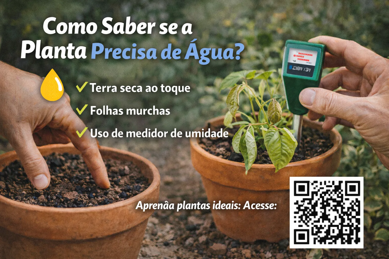 Como saber se a planta precisa de água: Planta mostrando sinais de falta de água no vaso