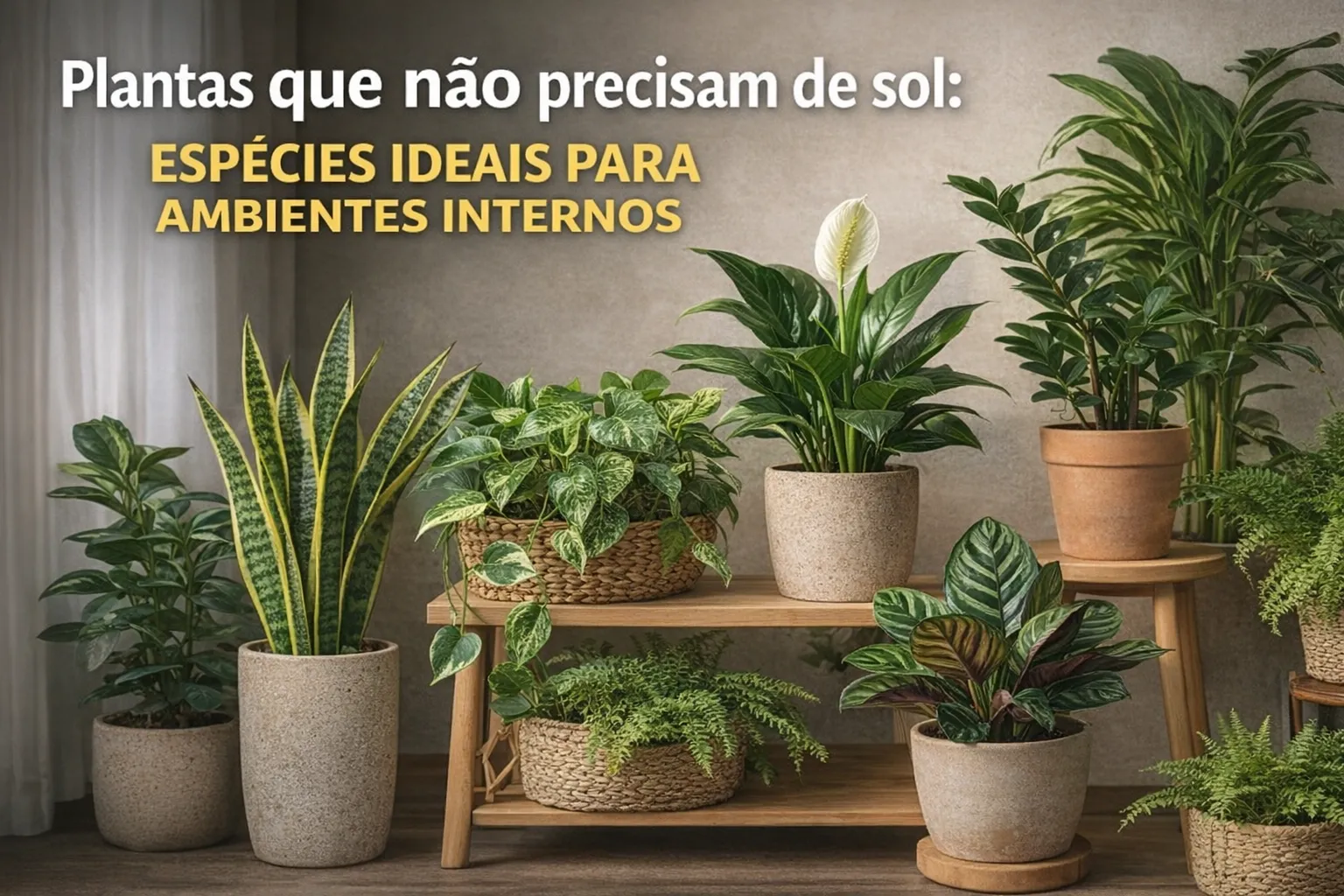 Plantas que não precisam de sol: Plantas de interior cultivadas em ambiente sem sol direto, ideais para sombra e luz indireta