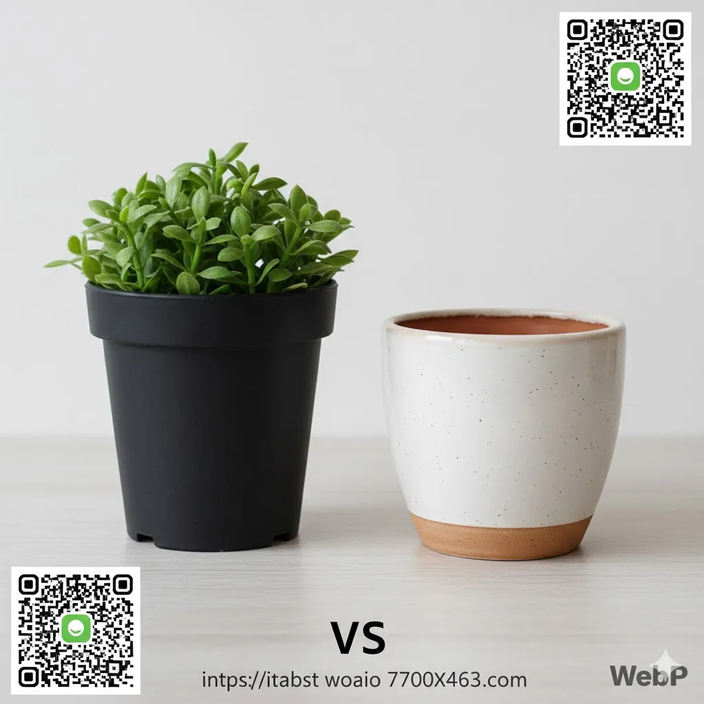 Comparação entre vaso de plástico e vaso de cerâmica para plantas de interior e exterior