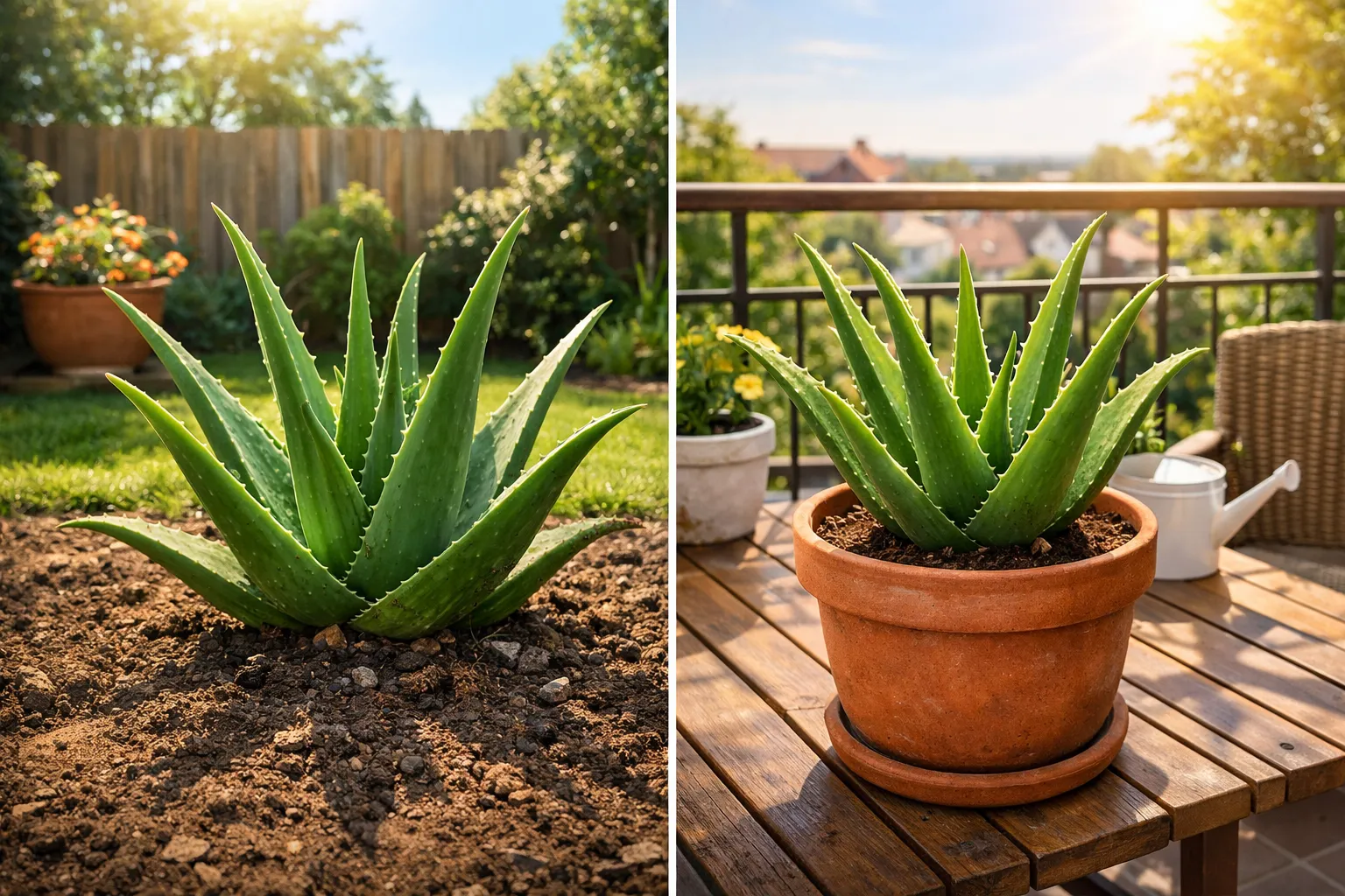 A Babosa cresce melhor no quintal ou varanda ensolarada cultivada em ambiente com sol direto