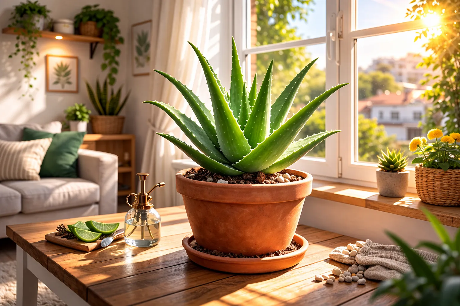 Onde colocar Babosa dentro de casa próxima à janela com sol direto