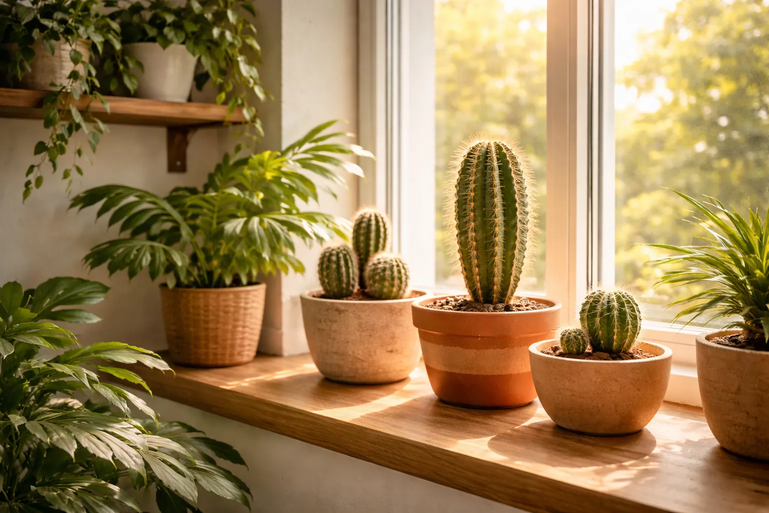 Cactos podem ficar na sombra em ambiente interno bem iluminado