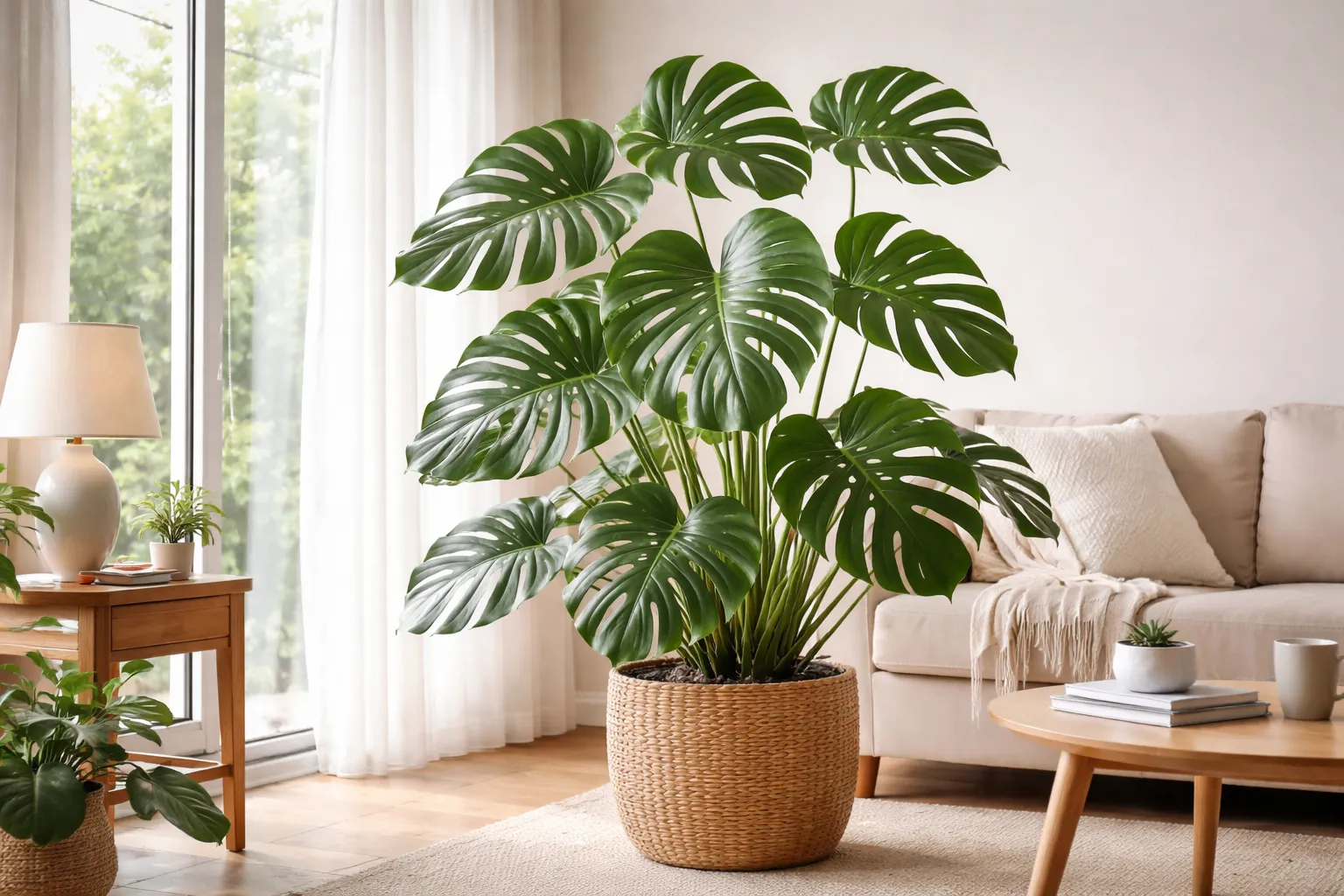 A Costela-de-adão vive bem na sombra: planta Costela-de-adão em vaso ao lado de janela com luz indireta natural