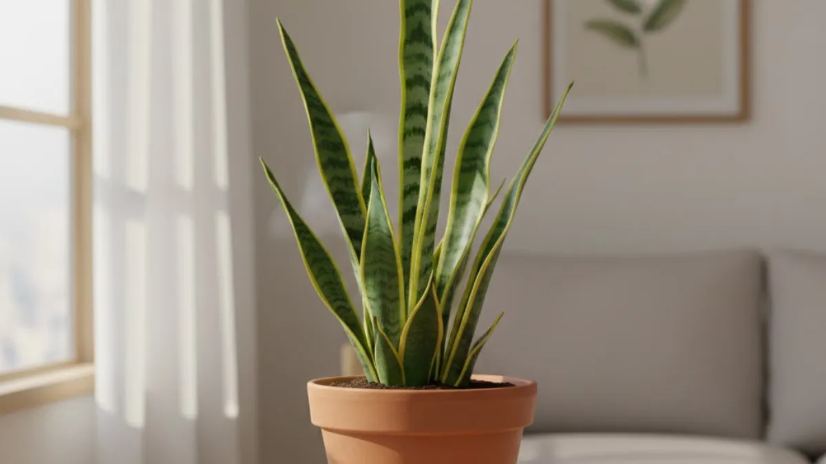 Espada-de-São-Jorge saudável em ambiente interno iluminado