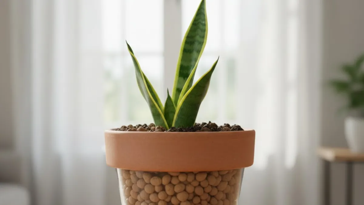 Espada-de-São-Jorge cultivada em vaso pequeno com drenagem