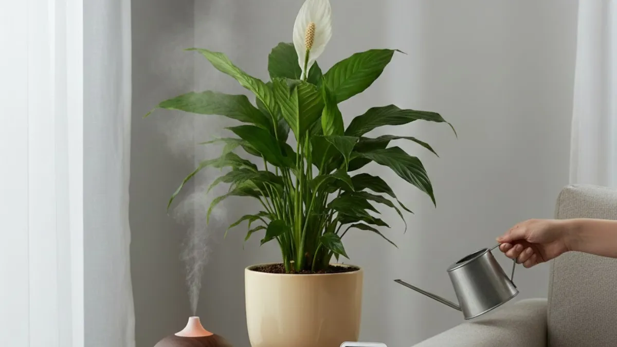 O Lírio-da-paz pode ficar perto do ar-condicionado: Lírio-da-paz próximo a ambiente com ar-condicionado