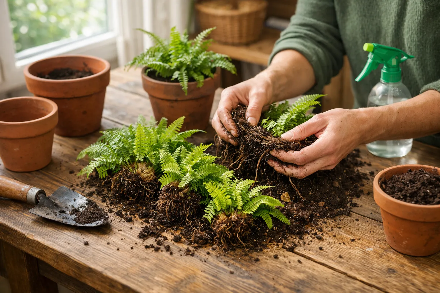 Como fazer muda de Samambaia separando rizomas no vaso
