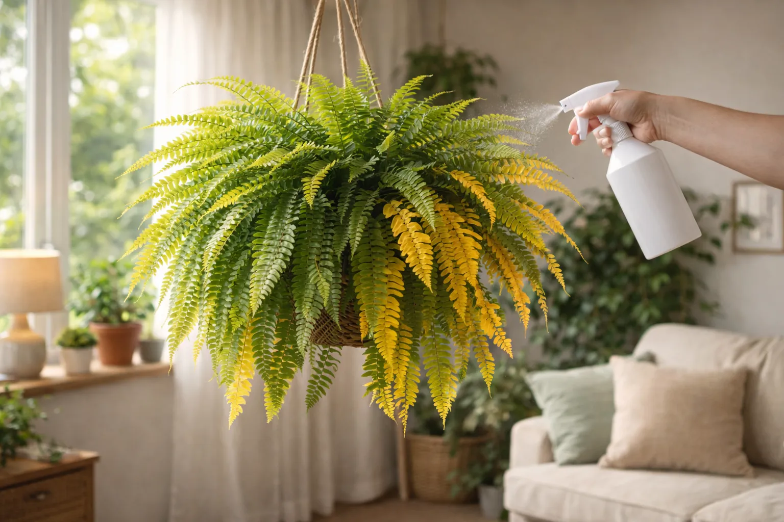 Por que a Samambaia fica amarela em ambiente doméstico