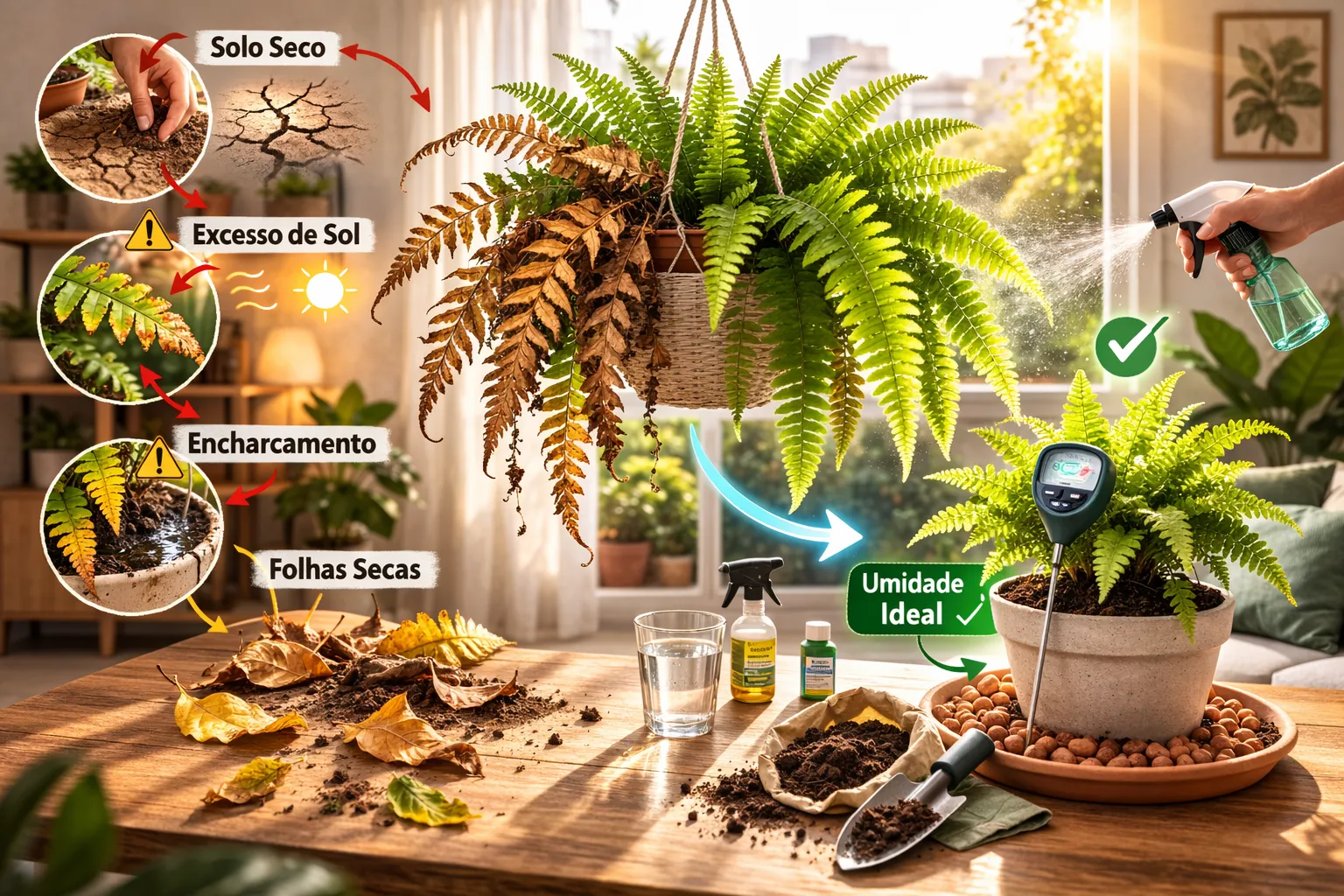 Por que a Samambaia perde folhas em ambiente interno seco