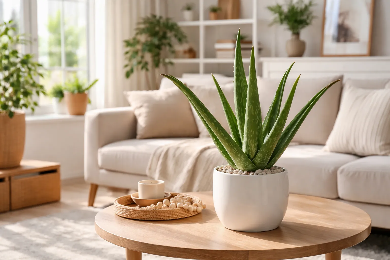 Como usar Babosa na decoração em sala moderna com vaso minimalista