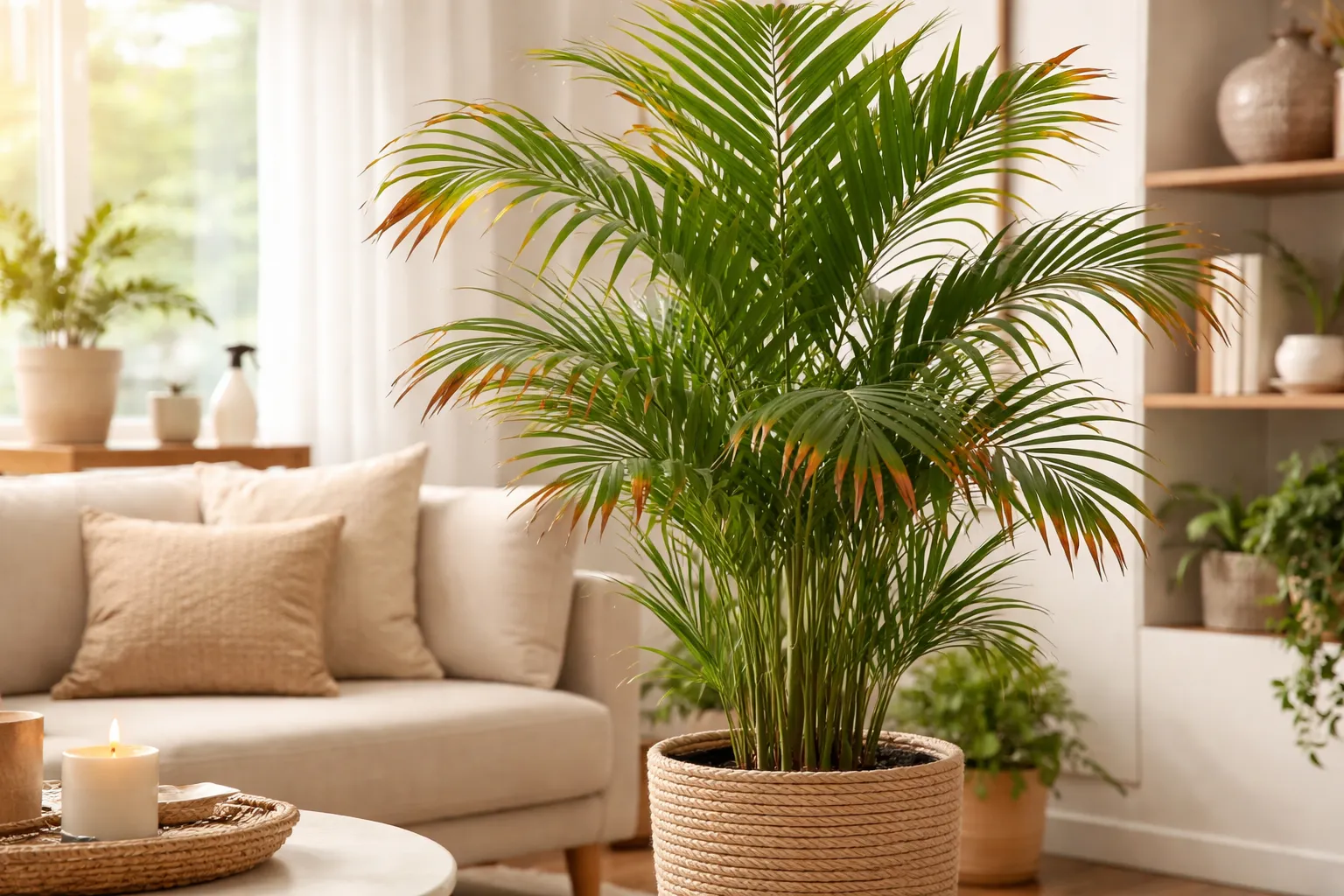 Por que as pontas das folhas da Palmeira-Areca ficam marrons em ambiente doméstico