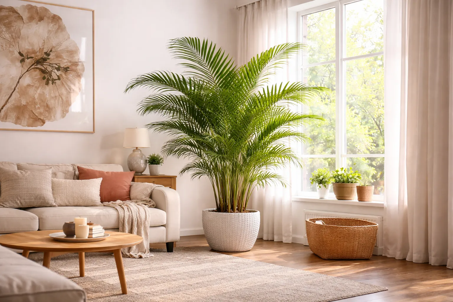 A Palmeira-Areca cresce muito em ambiente interno bem iluminado