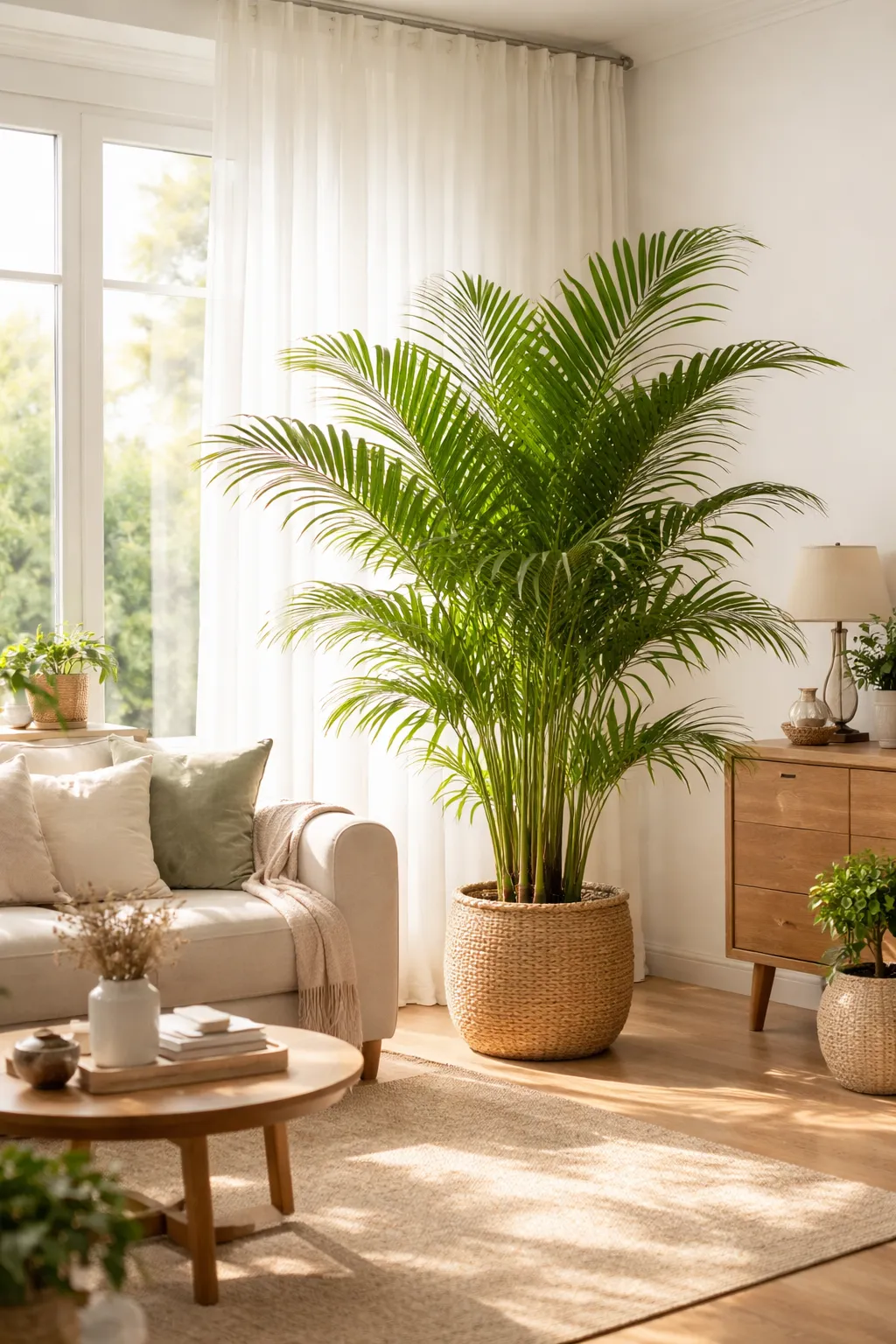 A Palmeira-Areca precisa de muito sol em ambiente iluminado com luz indireta