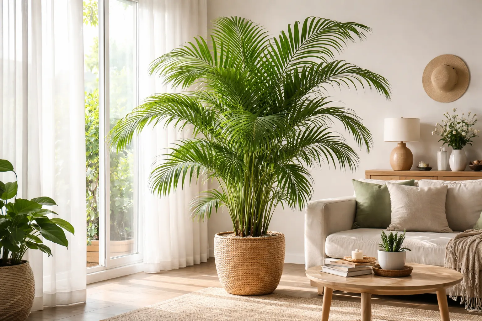 Como cuidar da Palmeira-Areca dentro de casa em sala iluminada