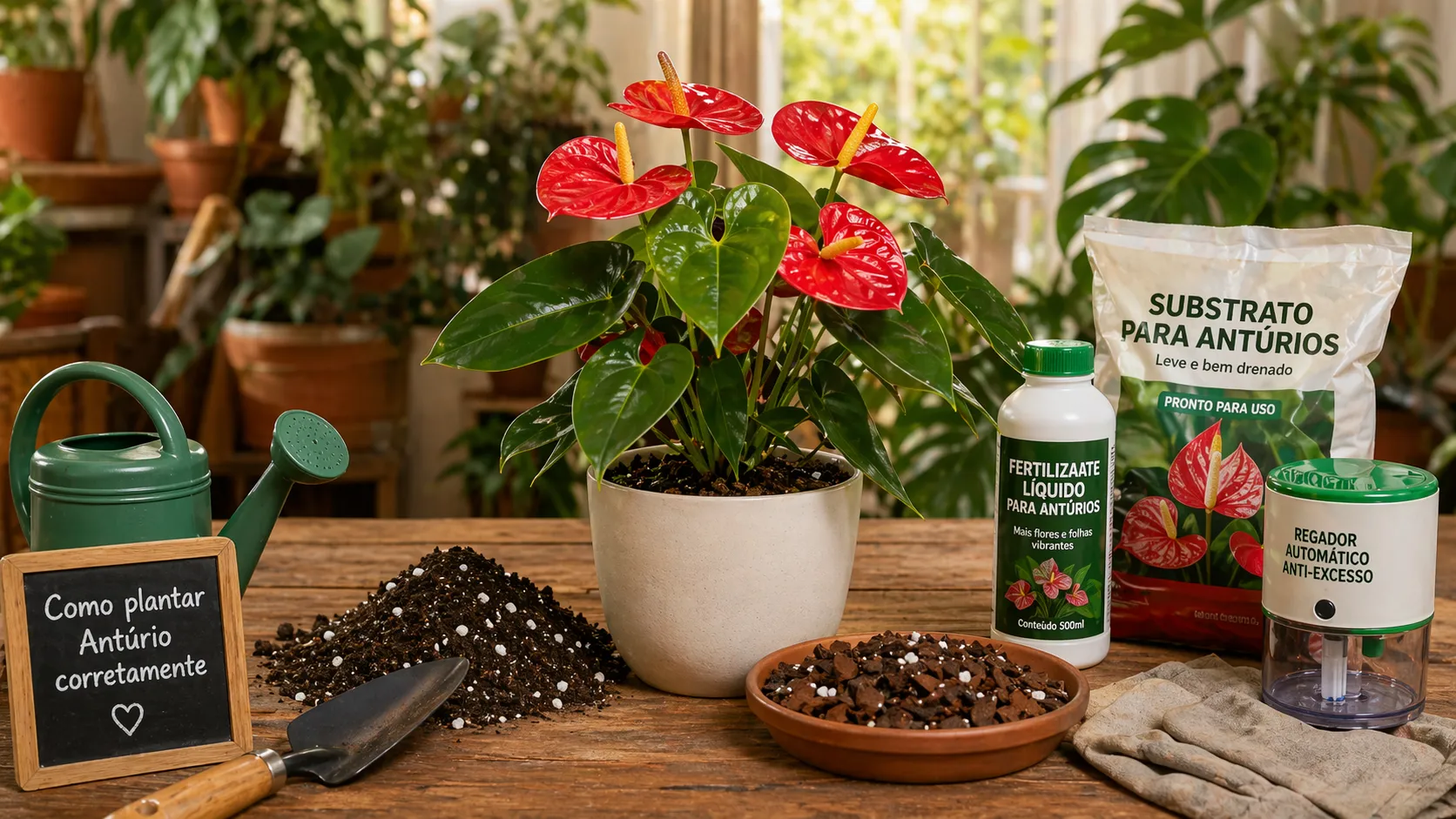 Como plantar Antúrio corretamente em vaso com substrato leve e cuidados essenciais